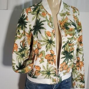 Attentif Paris Jacket Tropical Print Women's Bomber Jacket Size 38